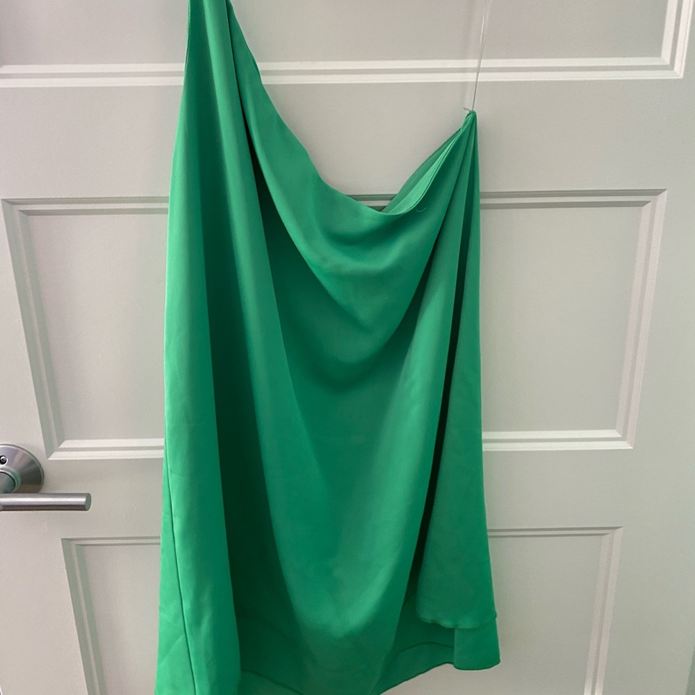 Meghan LA cocktail dress one shoulder flowy